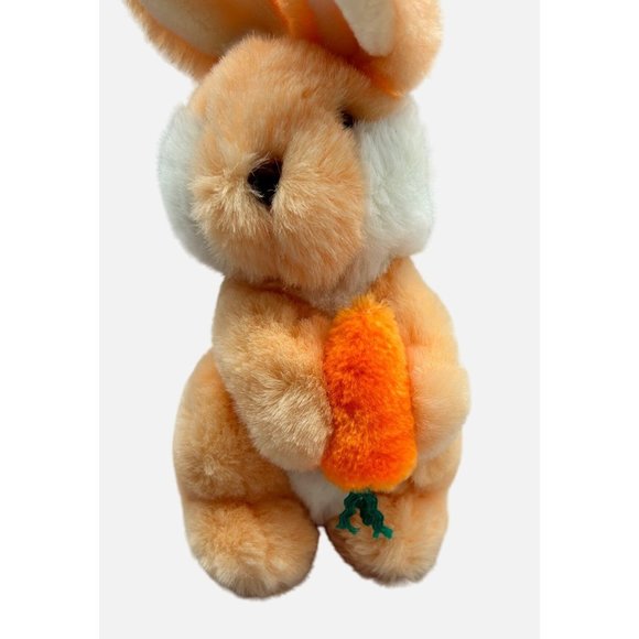 Gund Peach Orange 9" Rabbit Easter Bunny Holding Carrot 1983 Plush Stuffed Toy - Picture 3 of 10
